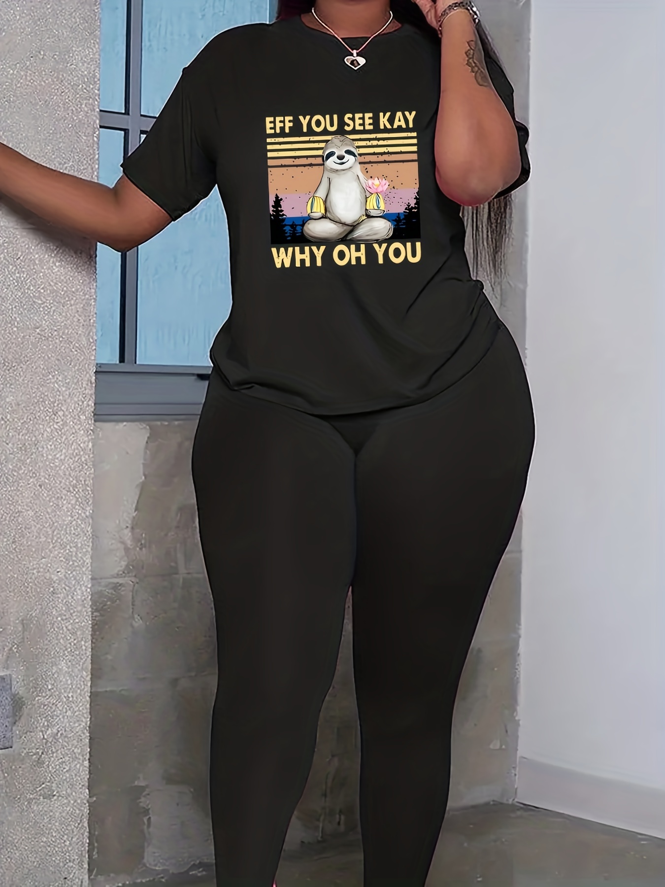 Colorblock Tee & Leggings Two Piece Set