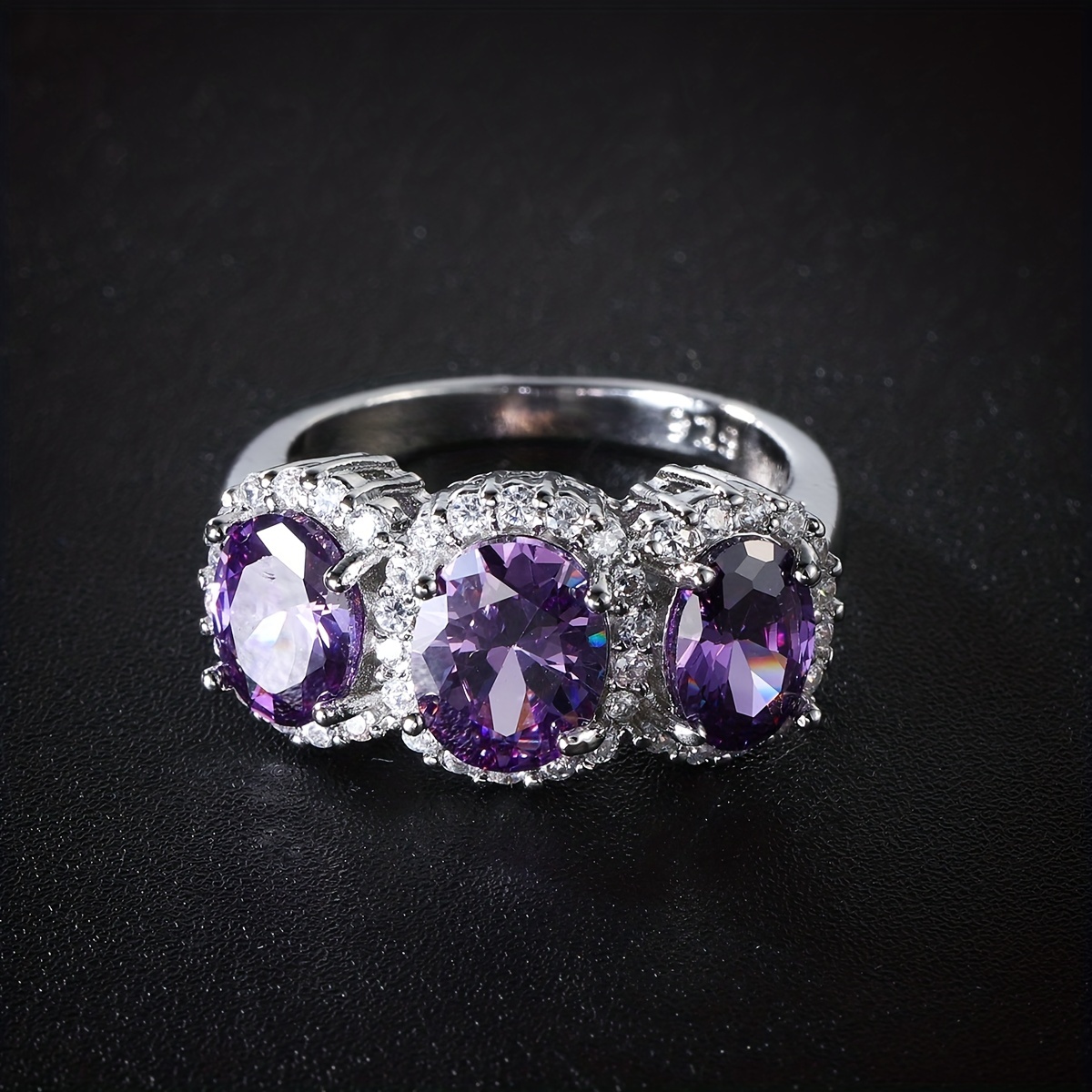 Light Purple Zirconia Proposal Ring