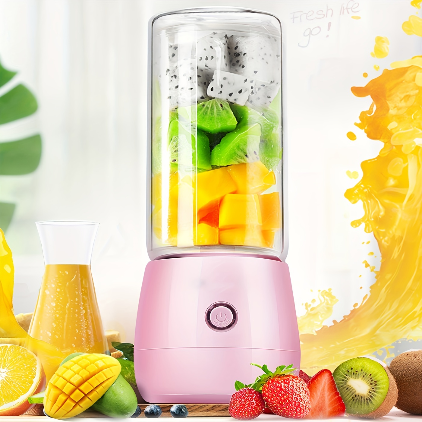 1pc 380ml Wireless Portable Electric Juicer Blender Mixer, 6 Blades Mini  USB Rechargeable Student Juicer, Perfect for Vegetables, Fruits, and