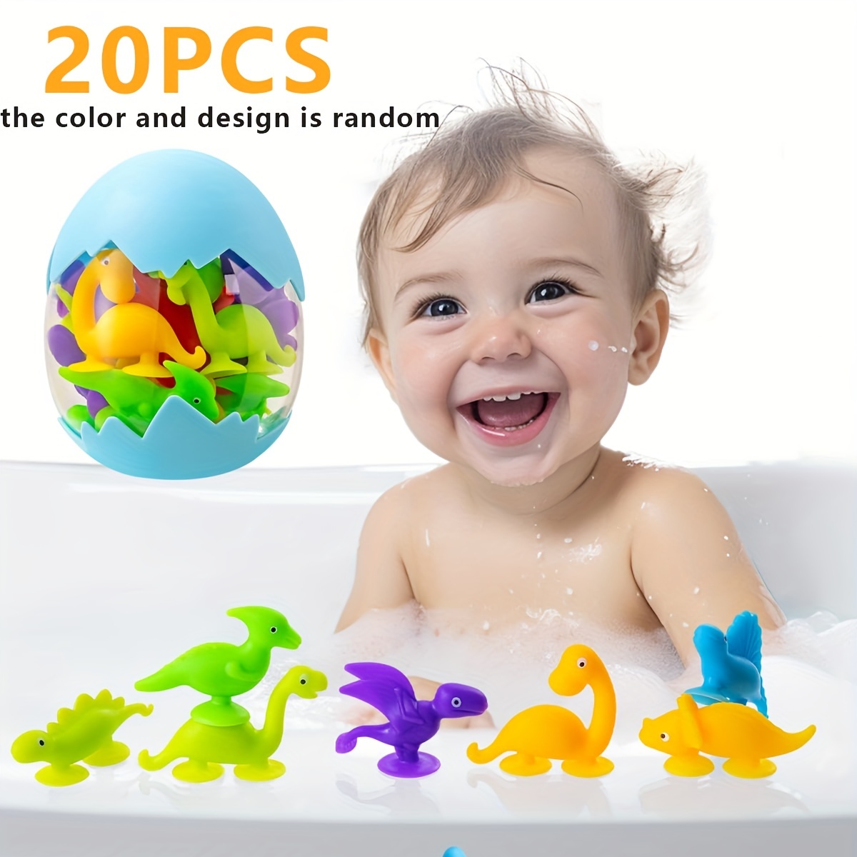 50 Pieces Suction Bath Toys for Kids Age 3+, Baby Silicone Ocean Animal  Sucker Toys with Dinosaur Eggshell, Sensory Travel Window Toys for  Toddlers