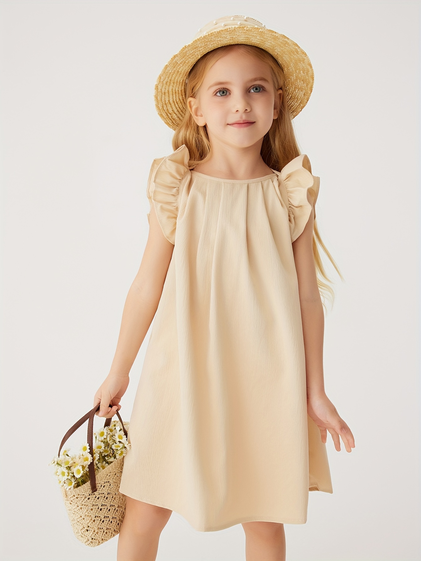Vestidos de niña 2 años, para primavera y verano, color liso, con volantes,  sin mangas, vestido de princesa (verde, 3-4 años)