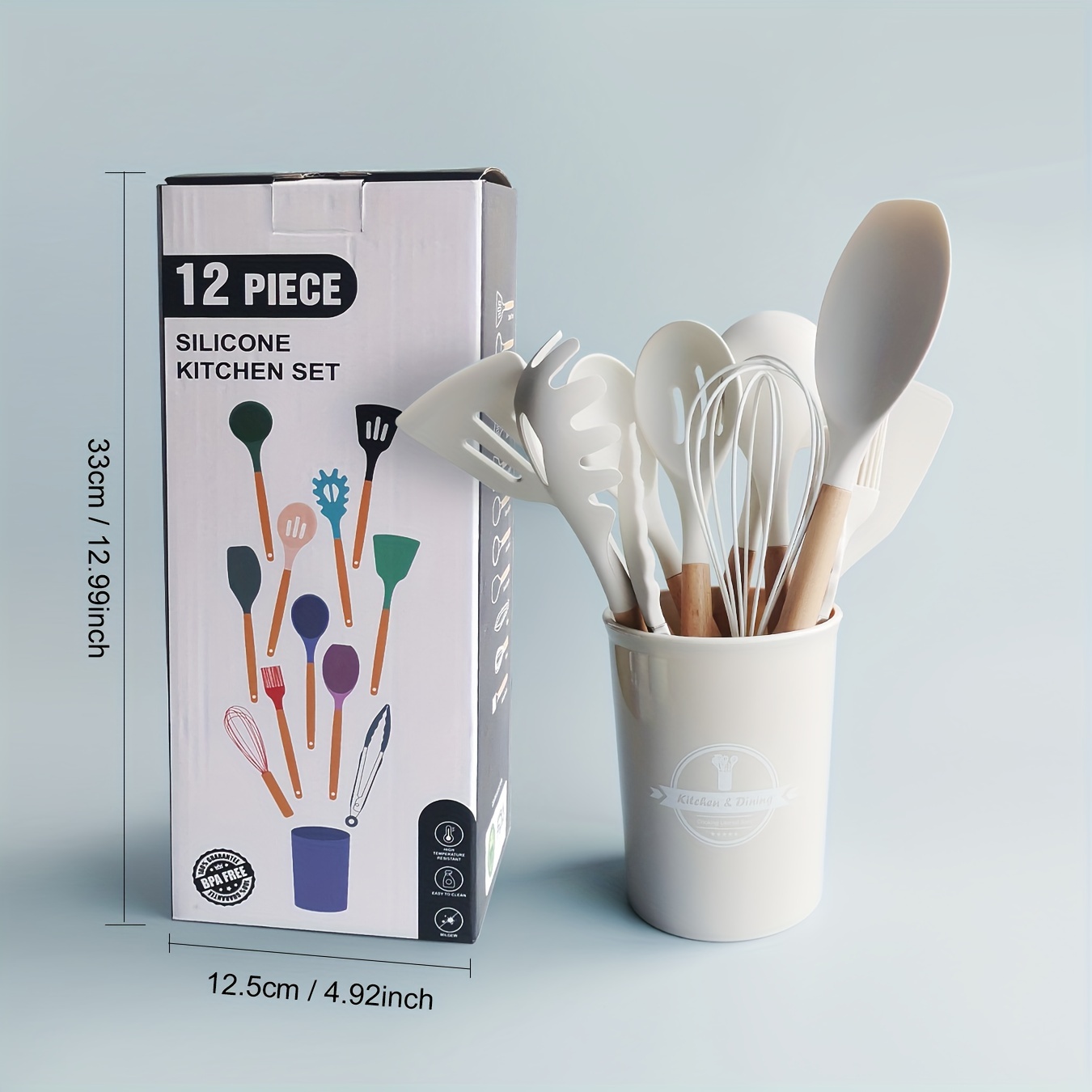 Silicon Cooking Spoon Set- Blue + Free Gift