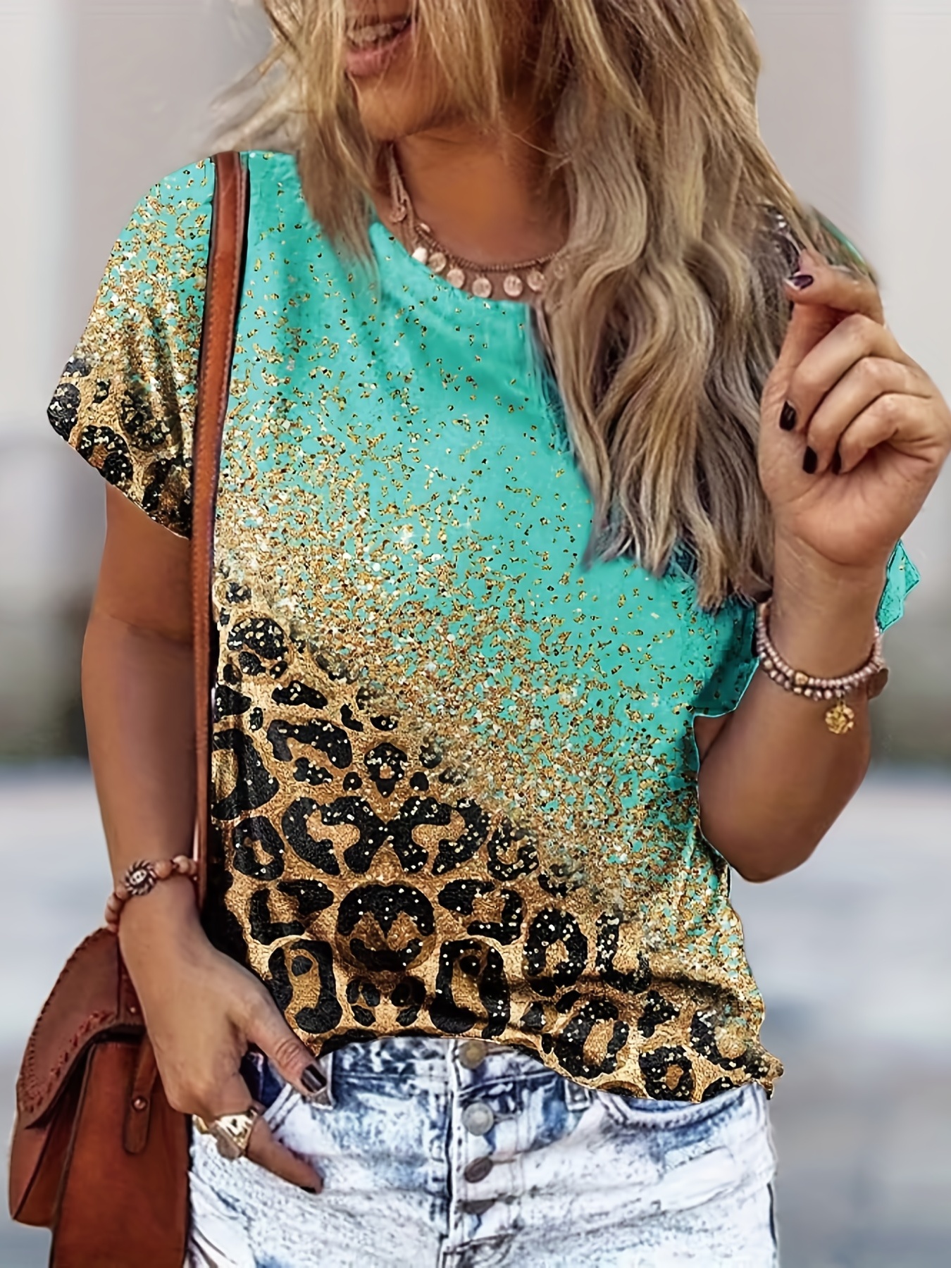 Women's Plus Size Fashion Smooth Caress Leopard Print Full