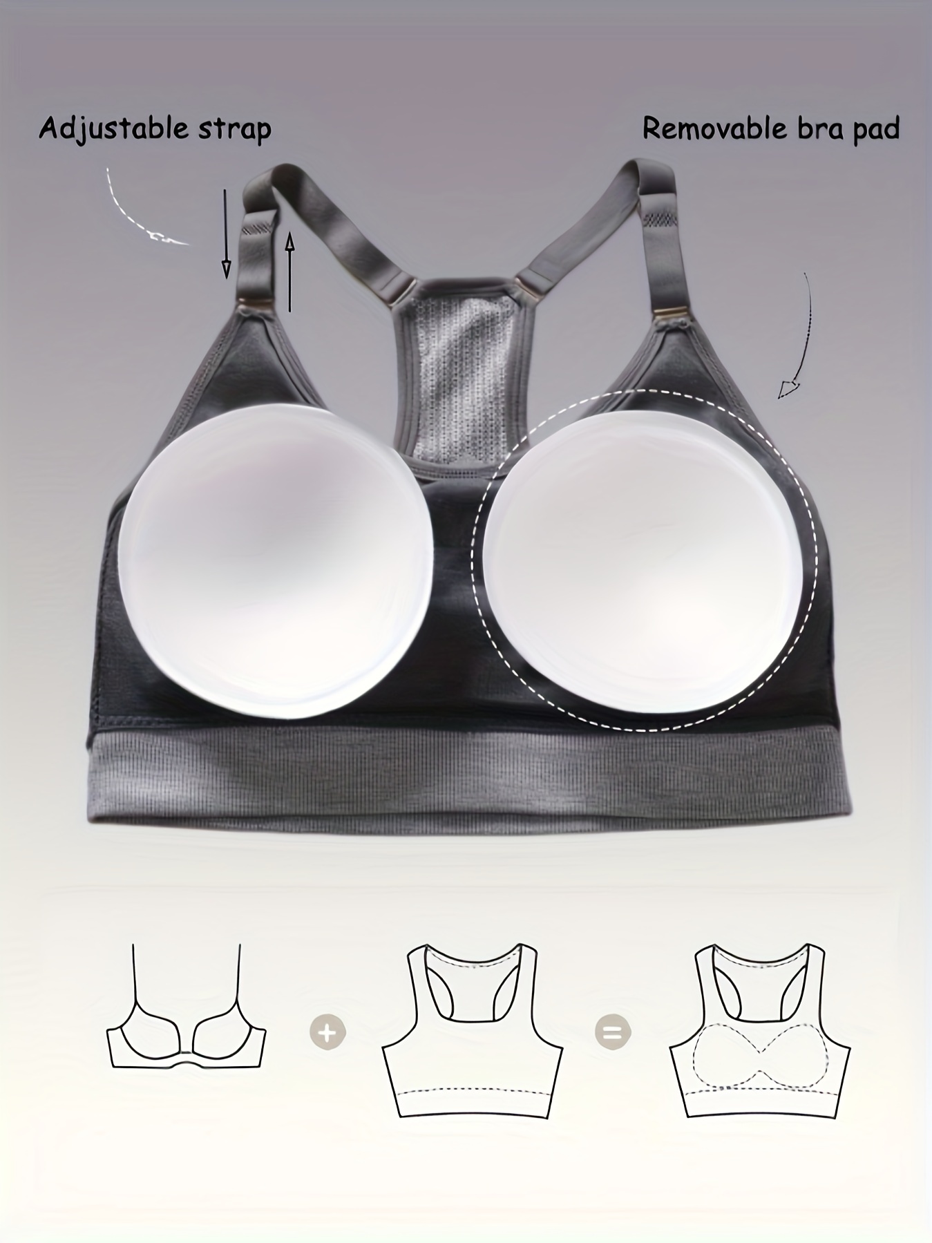 3pcs Wireless Sports Bras Push Up Running Workout Bra Women's Lingerie
