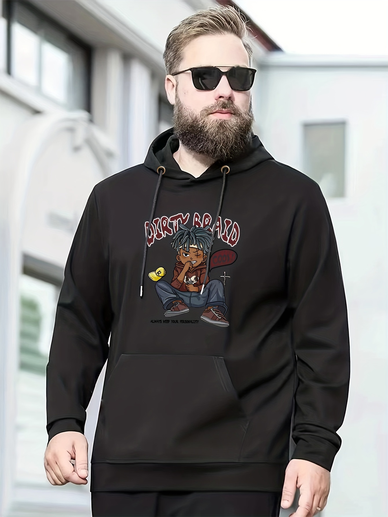 Plus Size Men's Outfits Casual Hoodies Long Sleeve Pullover - Temu