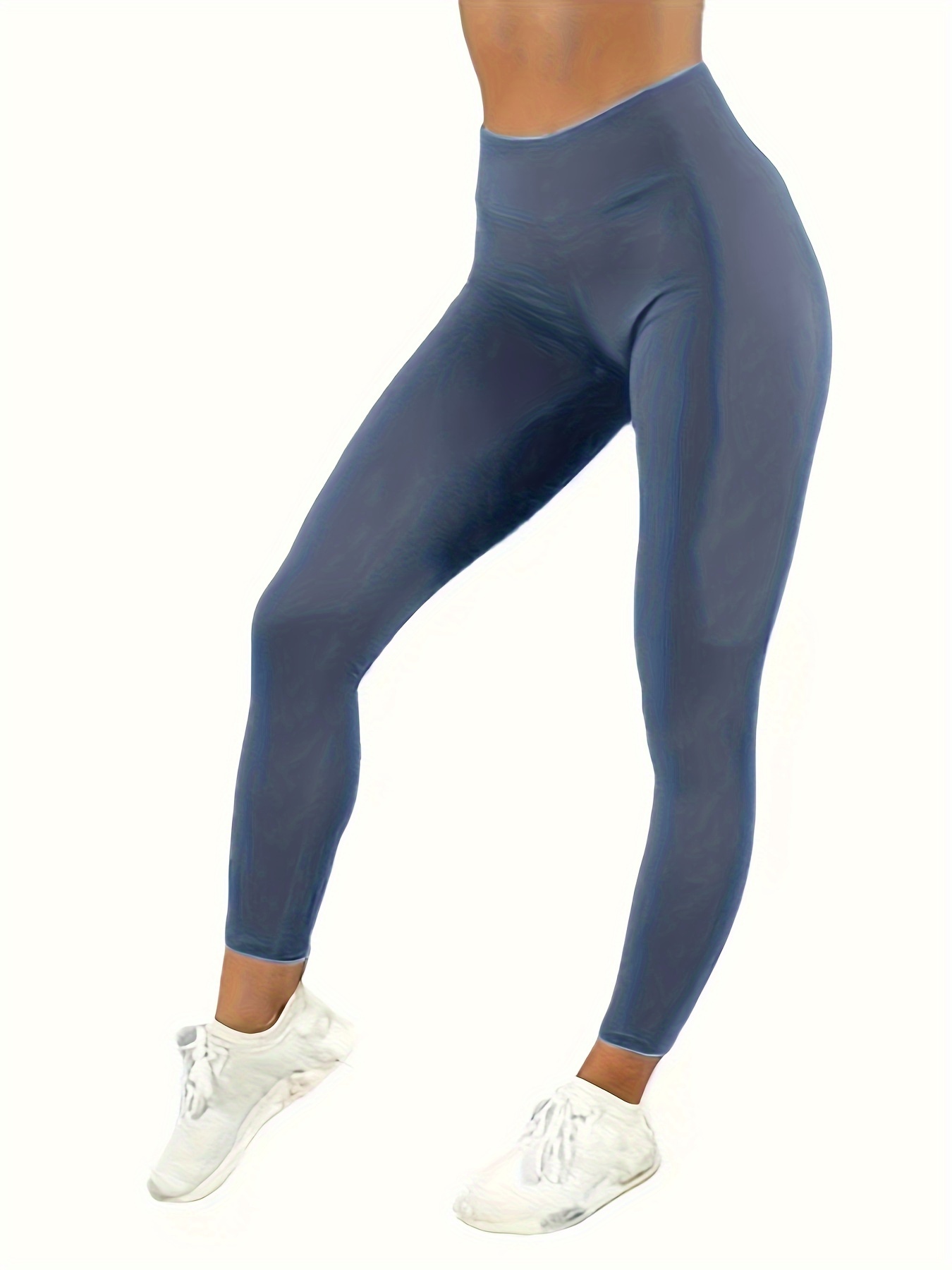 Yuiboo Light Blue Solid Color Pure Plain Butt Lifting Yoga Pants