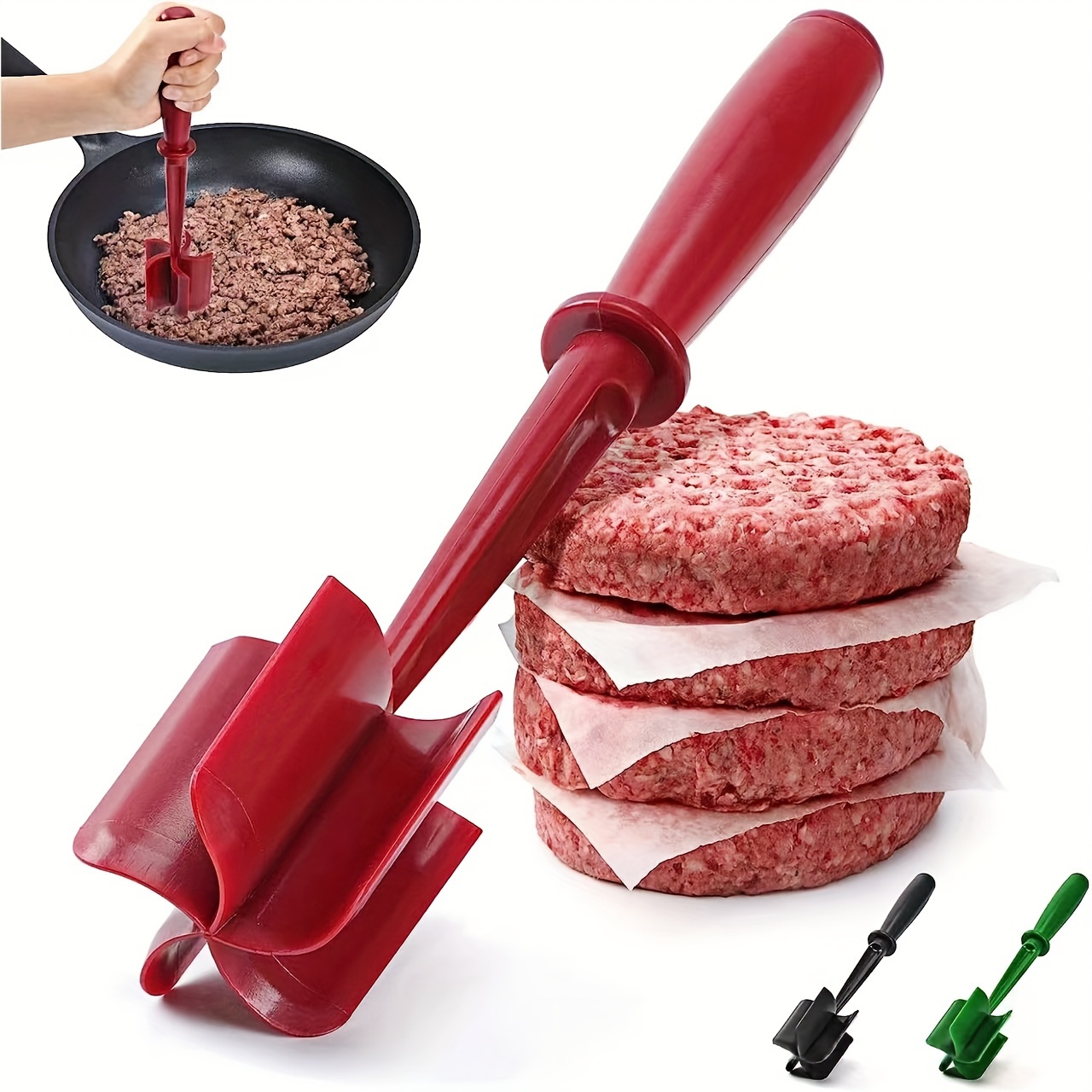 2 Pack Meat Chopper, Heat Resistant Meat Masher for Ground Beef, Hamburger  Meat, Nylon Hamburger Chopper, Ground Meat Smasher Ground Beef Chopper, Mix