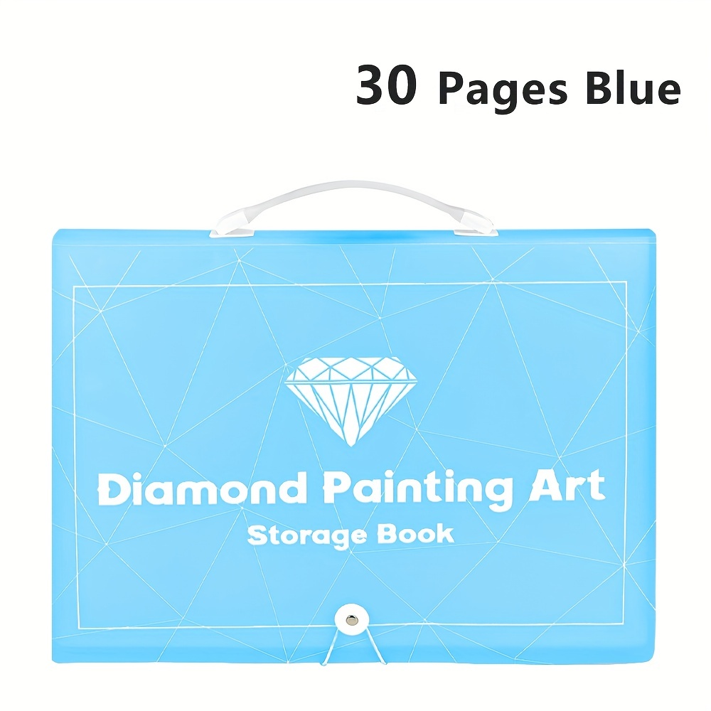 A3 Diamond Art Painting Storage Book, Diamond Art Portfolio Folder with 30  Pags Clear Pocket Slevees Protectors, A3 Storage Book with Handle,Large