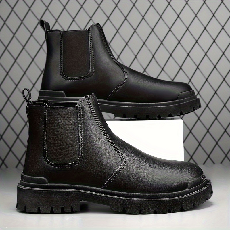 Herren Chelsea-Stiefel Aus Leder, Schwarz – Formell & Bequem, Mit Gummisohle & Elastischem Seiteneinsatz