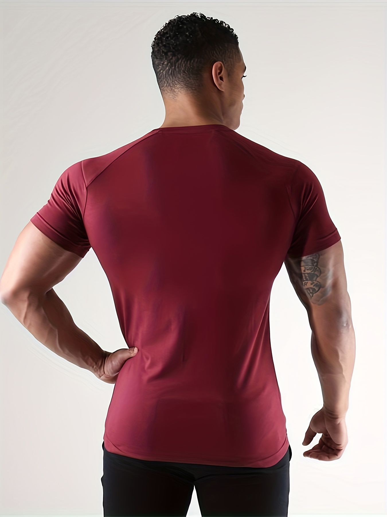 Men's Fitness Solid Short Sleeve T shirt Active Comfy High - Temu