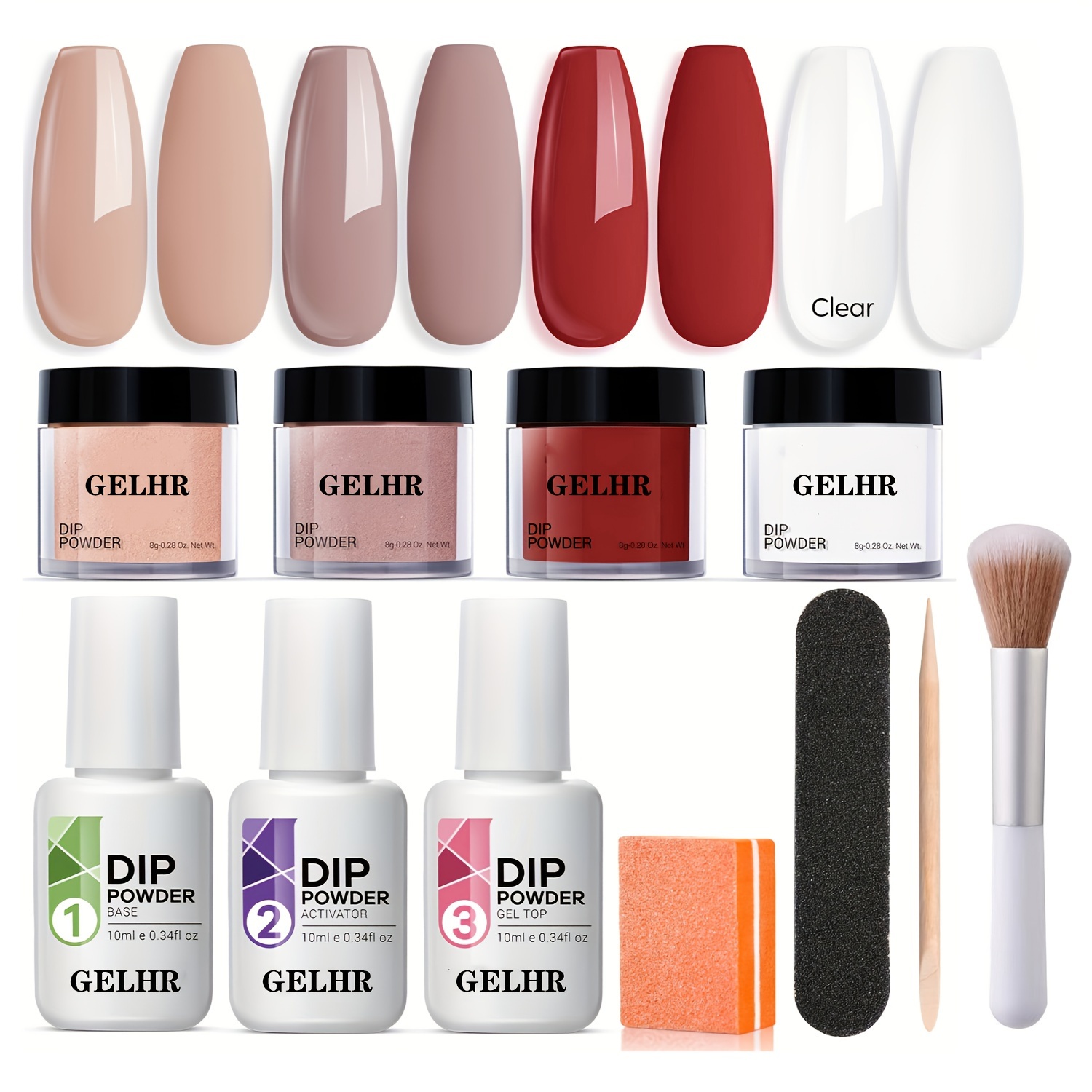 Dip Powder Nail Kit Starter 4 Colors Nude Brown Neutral - Temu