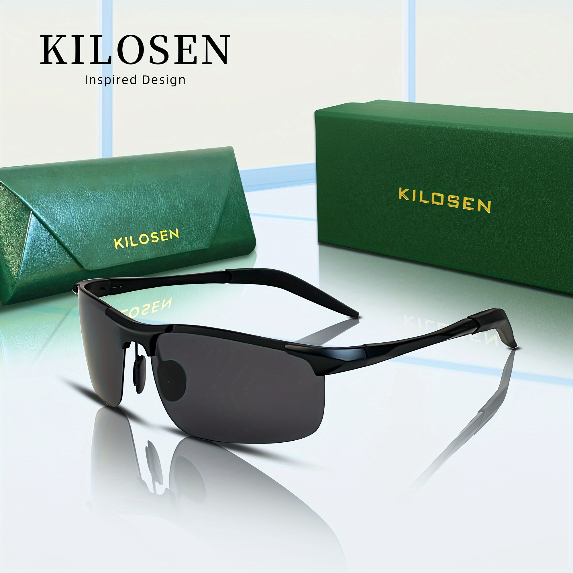 Premium Wrap Around Half Rim Polarized Sunglasses Uv400 For Men
