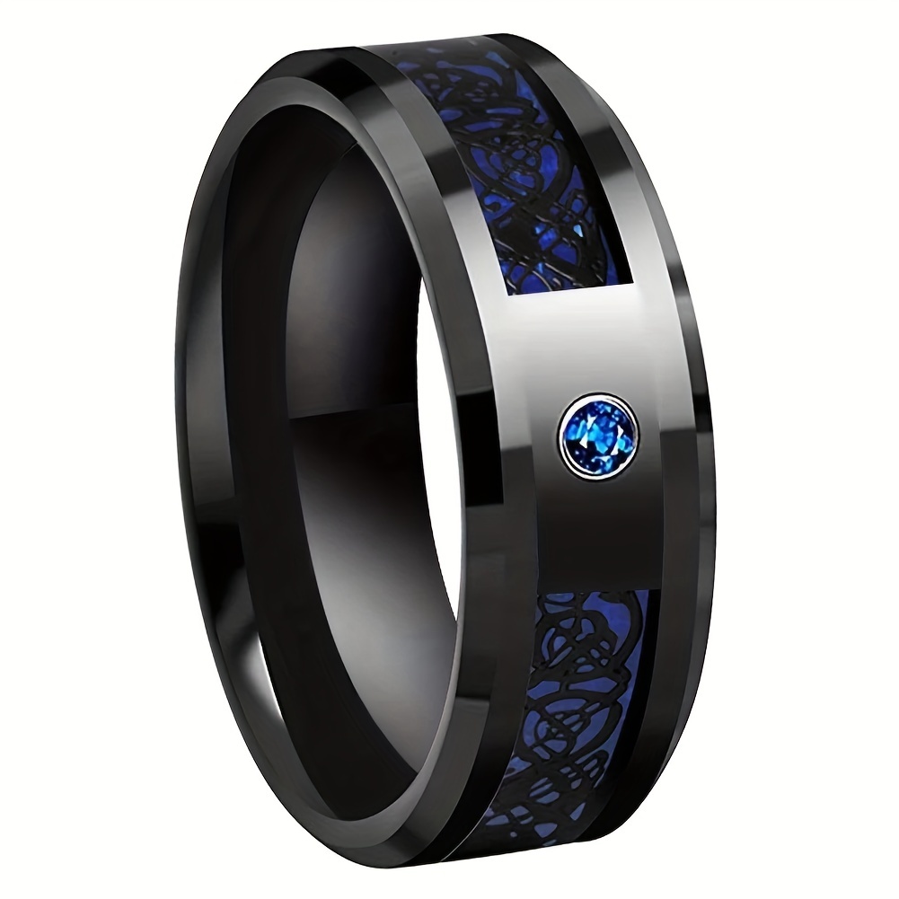 Men's Two Tone Zircon Dragon Pattern Ring