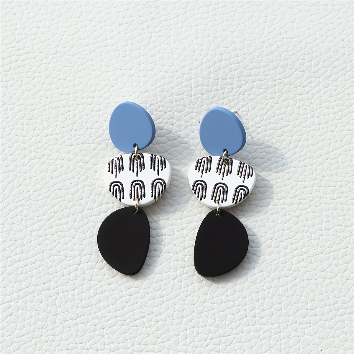 

Blue & Black & White Color Magic Symbol Pattern Dangle Earrings Elegant Simple Style Acrylic Jewelry Trendy Female Daily Earrings