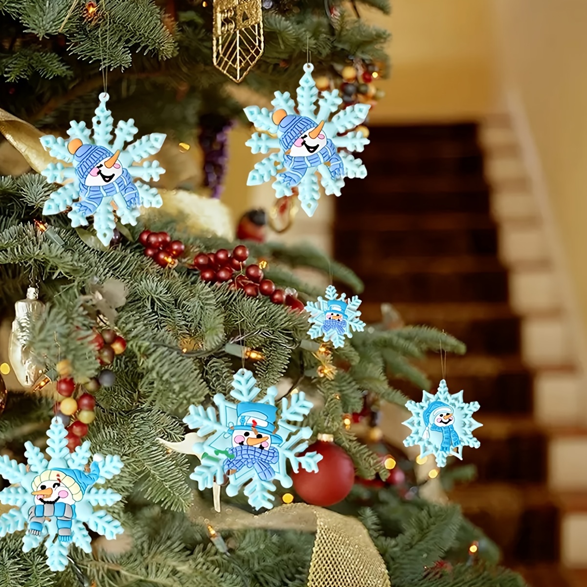 12/24pcs Christmas Snowflakes Decorations Xmas Tree Party Window Ornaments