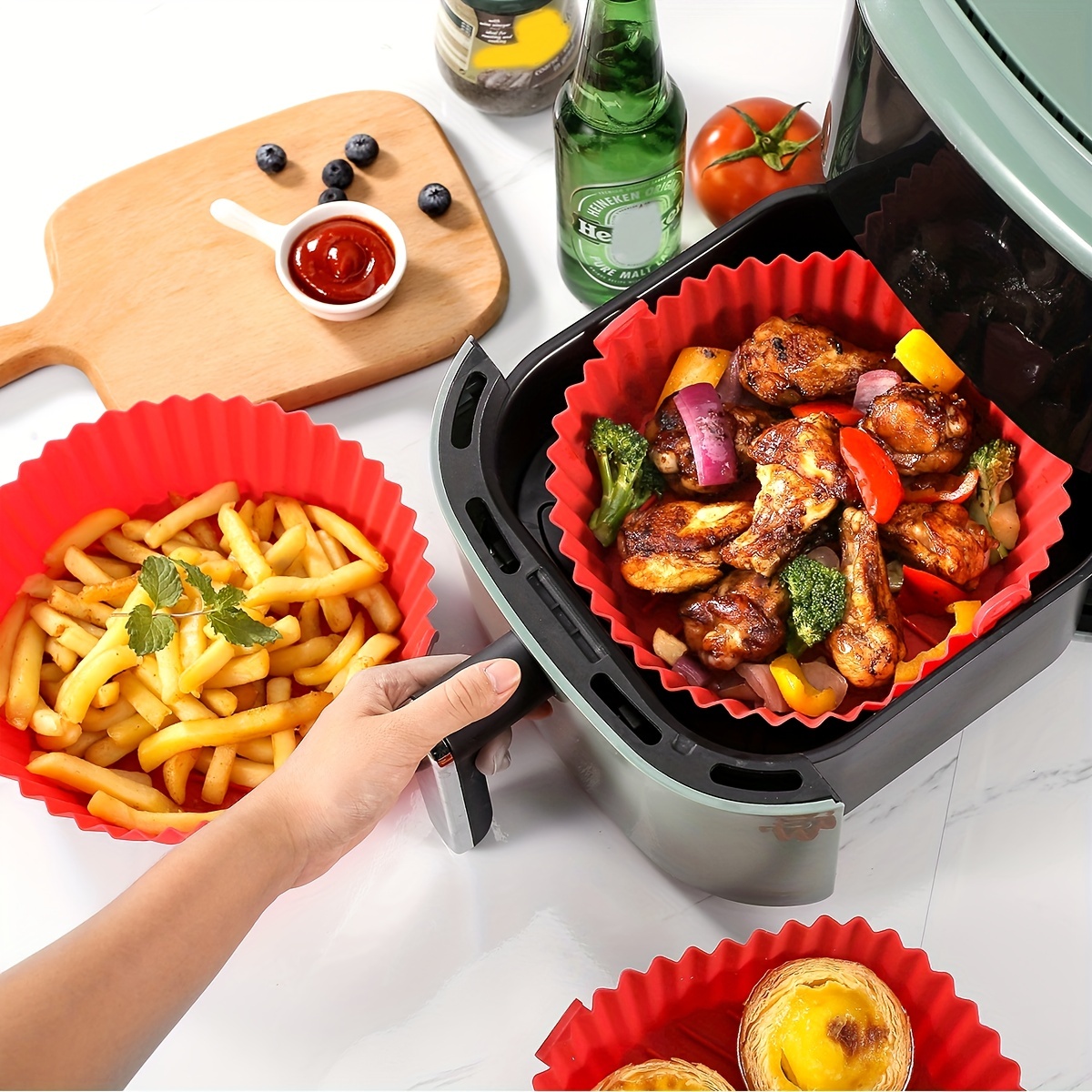 Reusable Silicone Air Fryer Liners - 3-5 Qt Capacity - Safe And Alternative  To Parchment Paper - Perfect For Baking, Roasting, And Frying - Kitchen  Essential - Temu Italy
