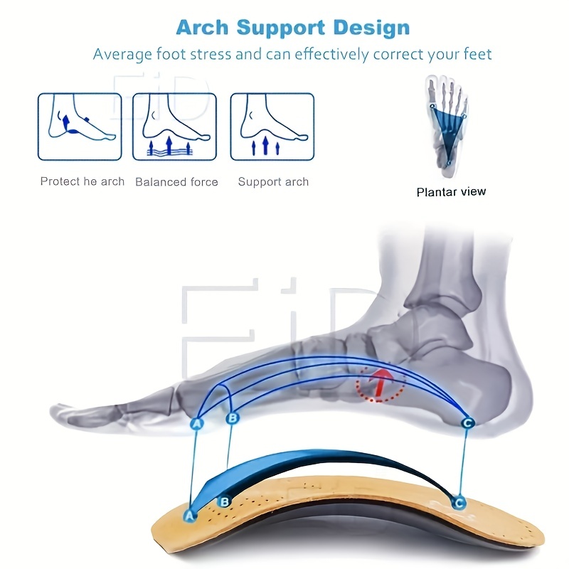 Arch Correcting Insoles TPE Heel Cups Plantar Fasciitis Inserts