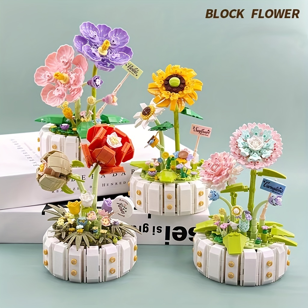 Creative Bonsai Flower Bouquet Building Kit,flower Botanical Collection  Construction Building Toy,building Blocks Set For Adults And Kids