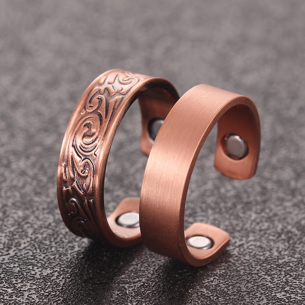 1 Pure Solid Copper Magnetic Ring Adjustable Healing Arthritis