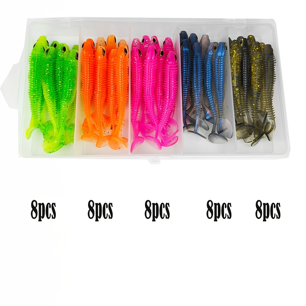 Funzhan Fishing Soft Lures For Bass Artificial Plastic Baits Paddle Tail Swimbaits Creature Shad Proven Colors Natural Oils Portable Box For Crappie