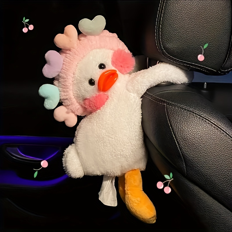 

1pc Kawaii Car Accessories Car Seat Back Tissue Holder Armrest Paper Container Duck Plush Car Tissue Box