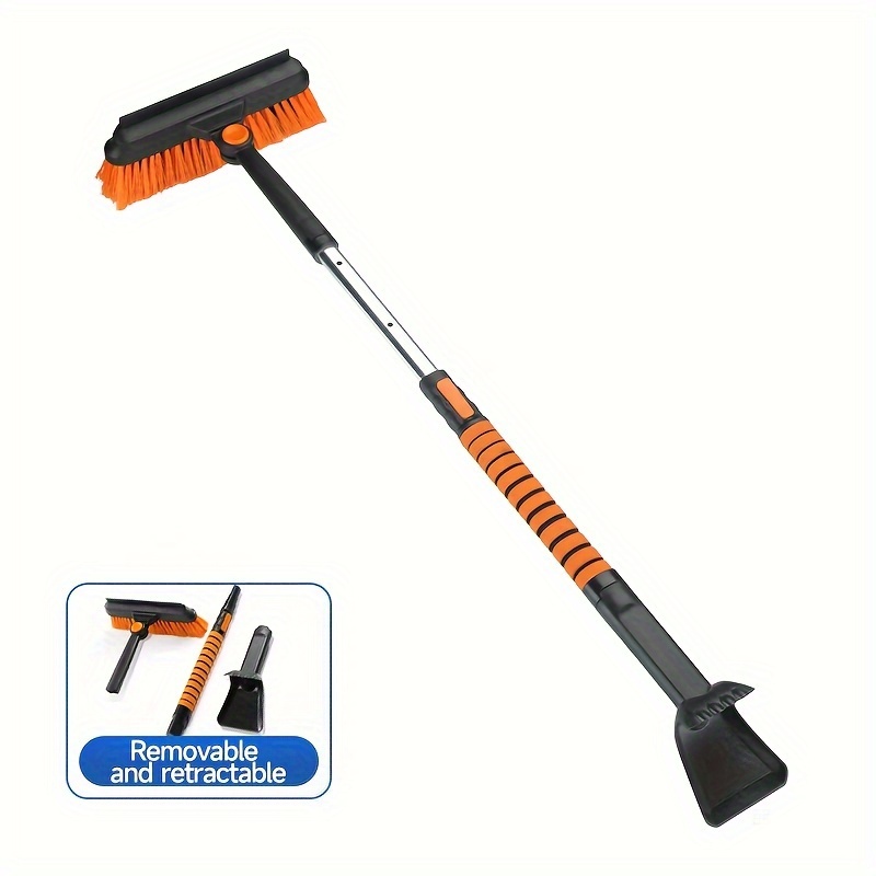 Snow Removal Brush 5-in-1 Multi-Functional Telescoping Snow Removal Brush  And Detachable Deluxe Ice Scraper With Foam Handle For Car, Pickup And Van