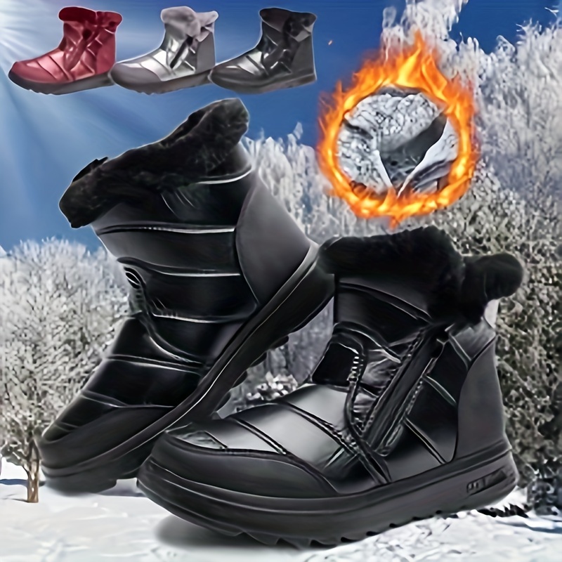 Women's Outdoor Snow Boots Warm Plush Lined Ankle High Snow - Temu