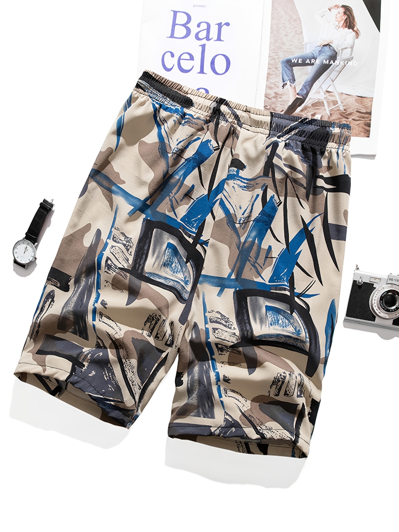 Street Style Graffiti Pattern Mens Shorts Summer Casual Loose Wear Elastic  Waist Drawstring Shorts, Save More With Clearance Deals