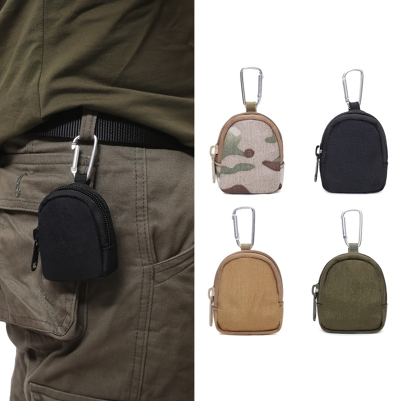 Small Round Coin Purse Tactical Pouch, Upgraded EDC Pouches Military Gear  with Hook,Coin Purse Keychain Headset Case Wallet 