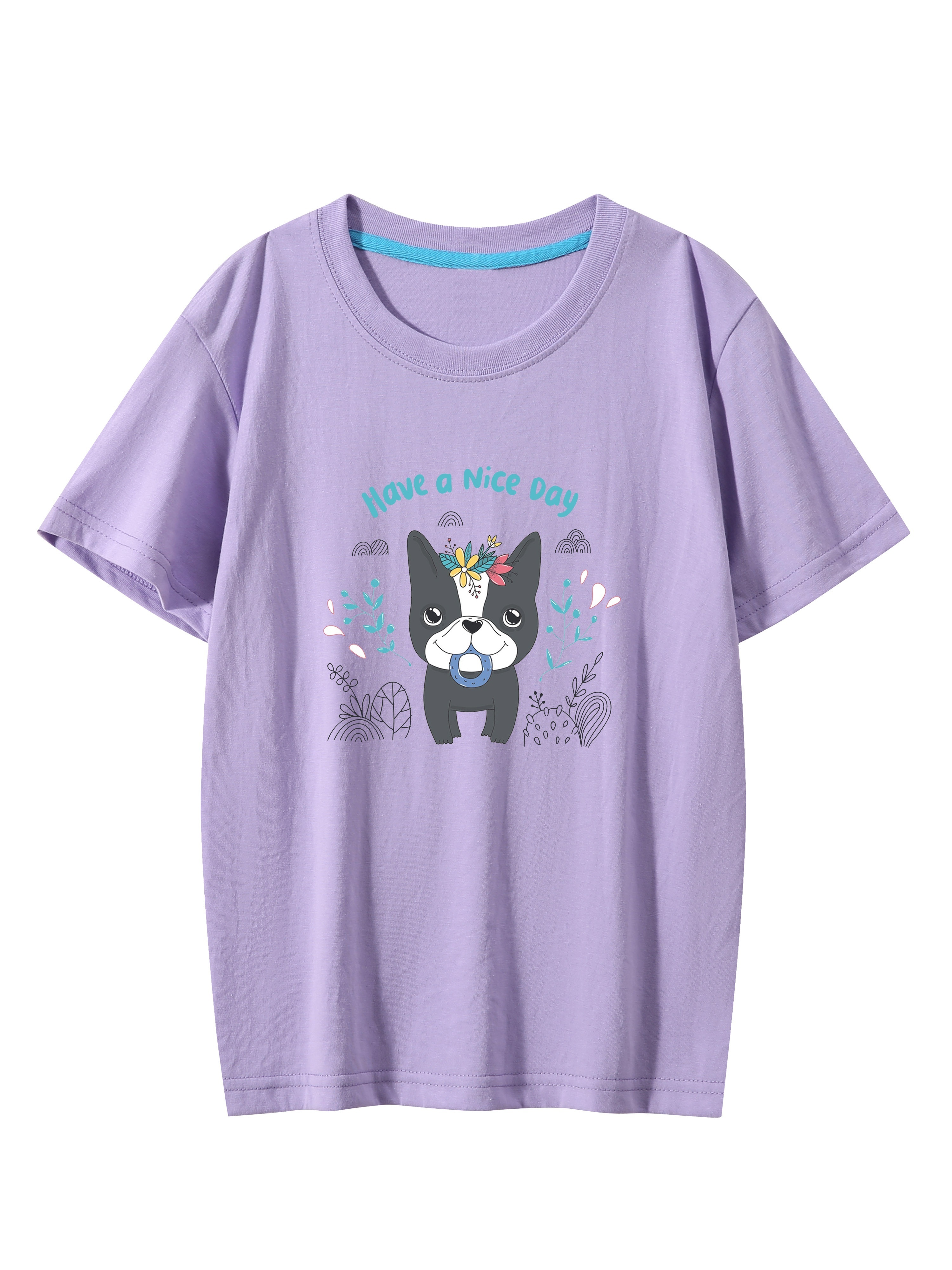 cartoon dog print kid/ teen girls' t shirt loose fit round - Temu Norway