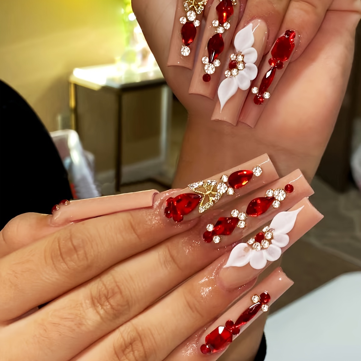 Ab And Red Nail Rinestones For Nails Makeup Ruby Red - Temu