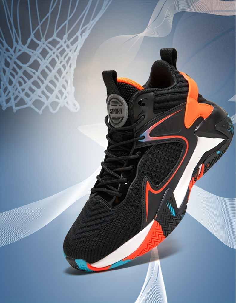1 par de zapatos de baloncesto de malla transpirable para hombre de cuatro estaciones de ocio de gran tamaño con suela antideslizante para correr