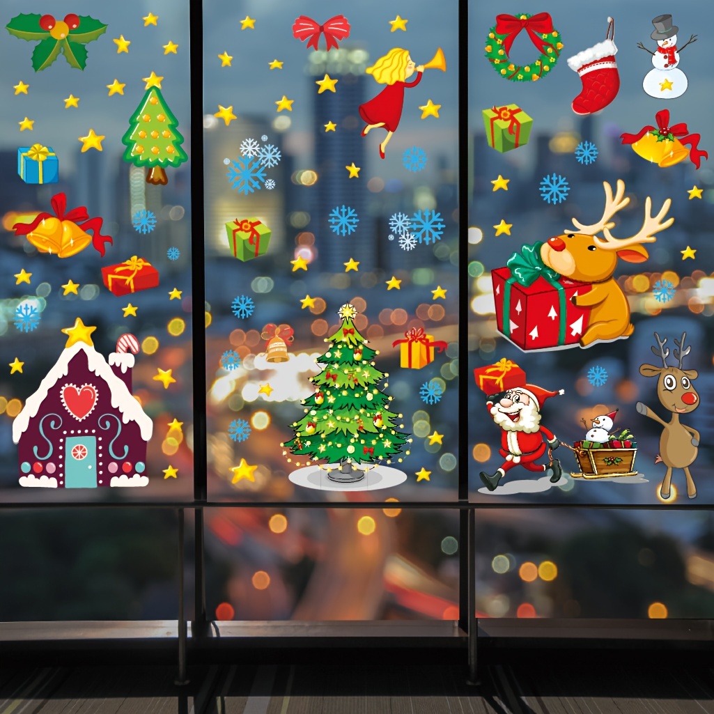 Weihnachtsfenster Aufkleber Kränze Fensteraufkleber Dekorationen, Girlanden  Fensterglas Aufkleber Abnehmbare Vinyl Aufkleber Weihnachtsschmuck  Feriendekor Partybedarf, aktuelle Trends, günstig kaufen