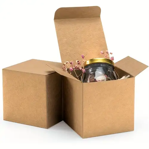 Cajas de regalo marrones, paquete de 10 unidades de 8 x 8 x 4 pulgadas,  caja de regalo grande de papel kraft con tapa a granel para regalo