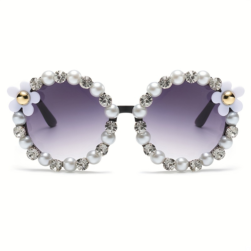 Flower Sunglasses Rhinestone Gradient Glasses UV400