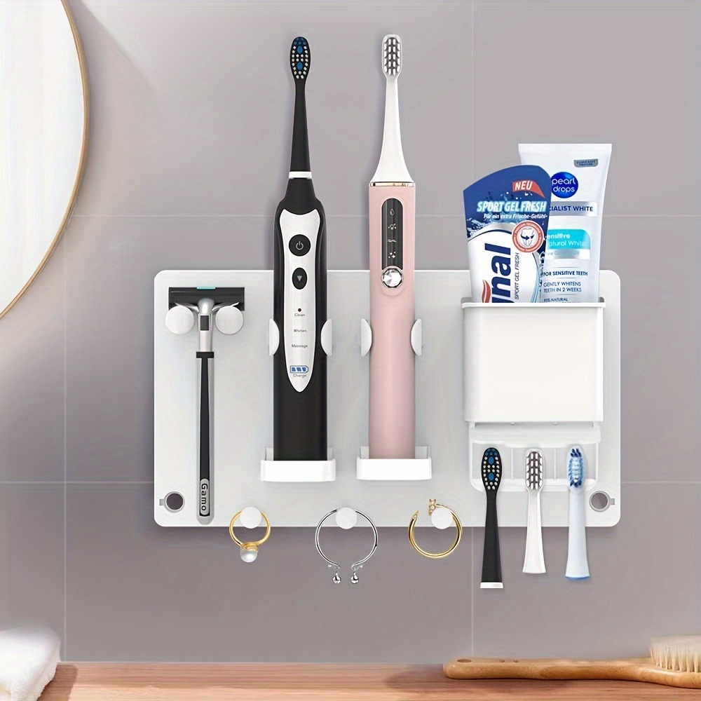  Portacepillos de dientes con bandeja de drenaje, organizador de  cepillo de dientes colgante y pasta de dientes, organizador de baño,  encimera para pasta de dientes, maquinillas de afeitar, cepillo de dientes