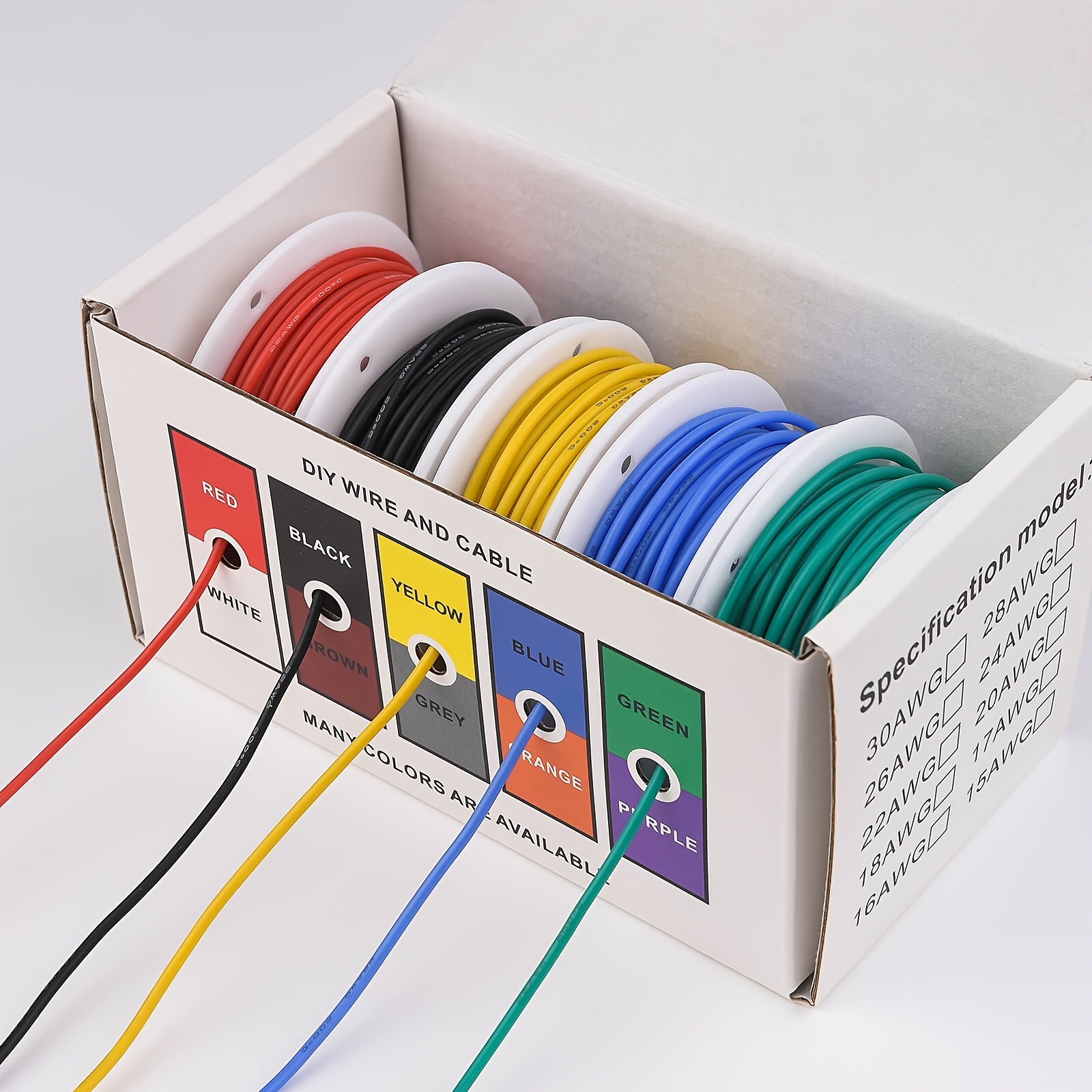 1 Set 22 AWG Stranded Electrical Wire 22 Gauge Tinned Copper Wires Flexible  Silicone Electric Hookup Wire Kit OD:1.7mm, 5 Colors 16.4ft And 32.8ft Eac