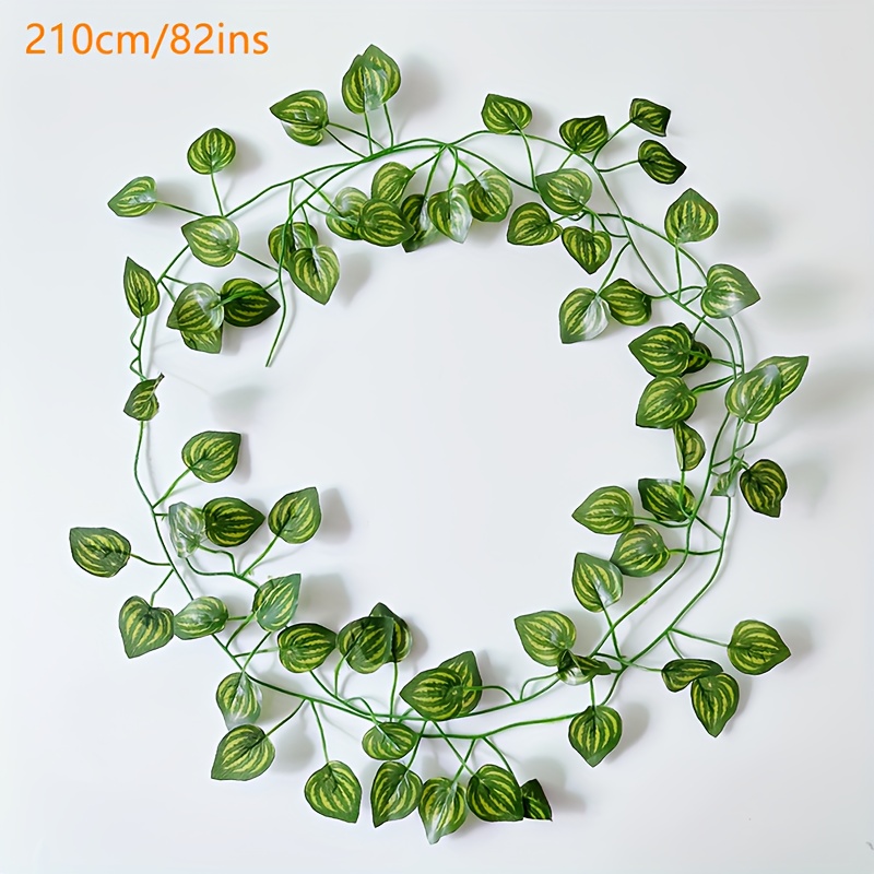 1pc 210 CM Artificial Leaf Vine, Simple Green Polyester Fake Vine Garland  For Home Decoration