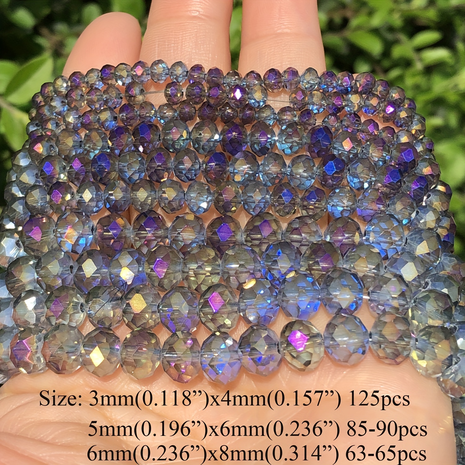 Iridescent Faceted Glass Beads 8mm