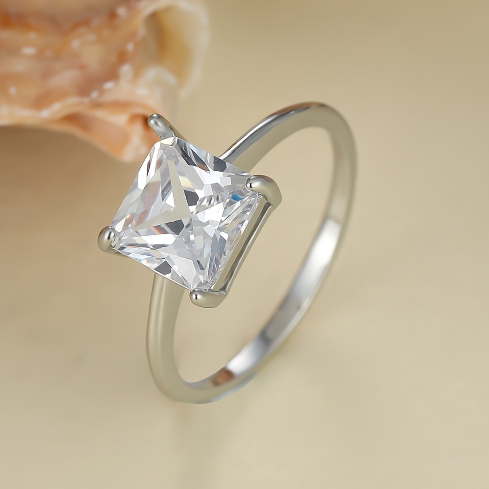 Square Shape Zirconia Solitaire Ring