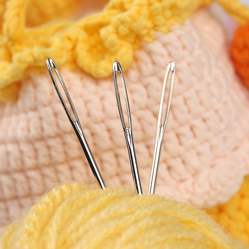 DIY Crafts Tools Large Eye Needles Stainless Steel Embroidery Cross Stitch  Knitting Yarn Sewing Hand Crochet Hook Set Kit