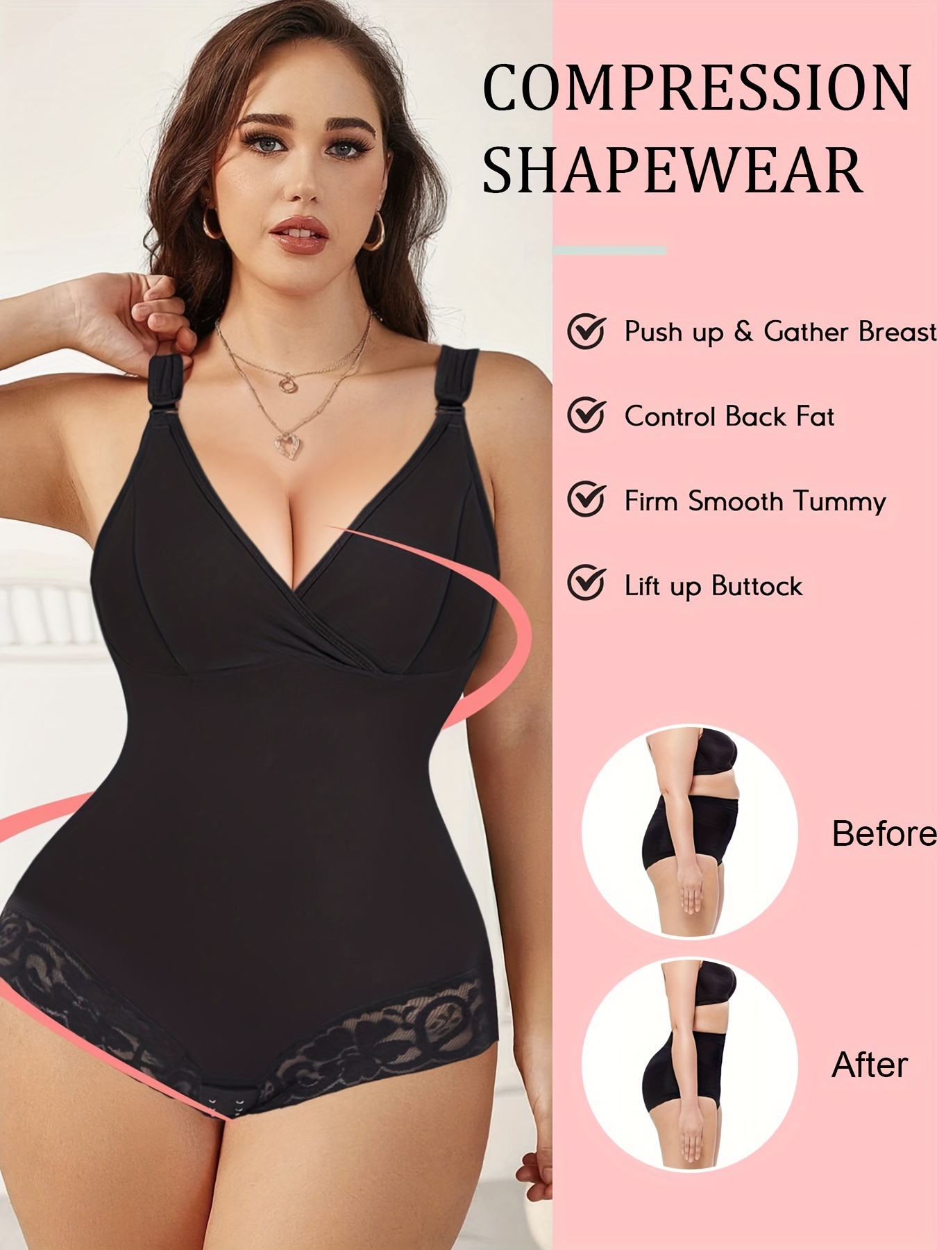 Lifts the girls, and smooths out back fat with a shapewear