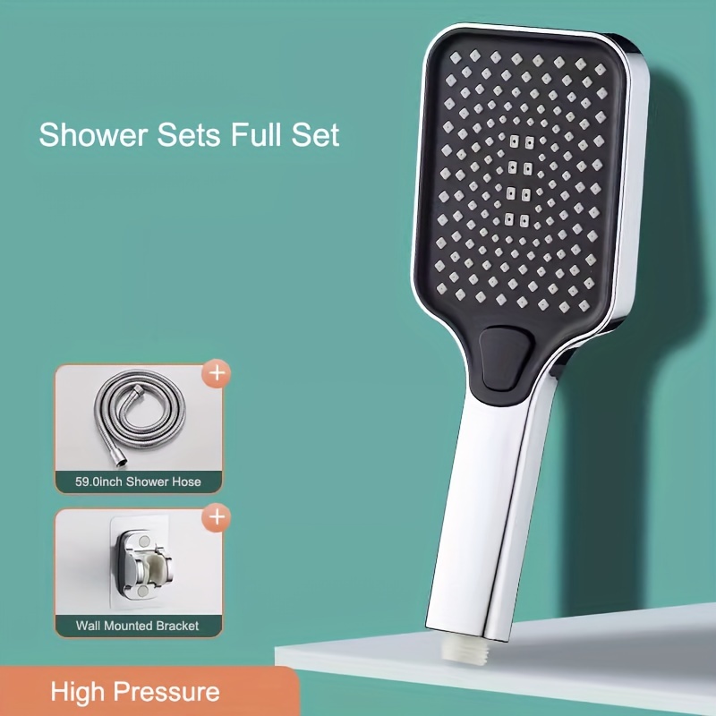 Cabezal de ducha de baño de alta presión, alcachofa de ducha negra con 6  modos, ahorro de agua, botón de parada, filtro incorporado, cabezal de ducha  de mano - AliExpress