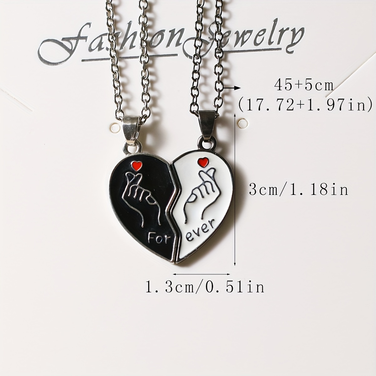 Forever Two Pieces Couple Necklace Set Magnetic Heart Pendant for