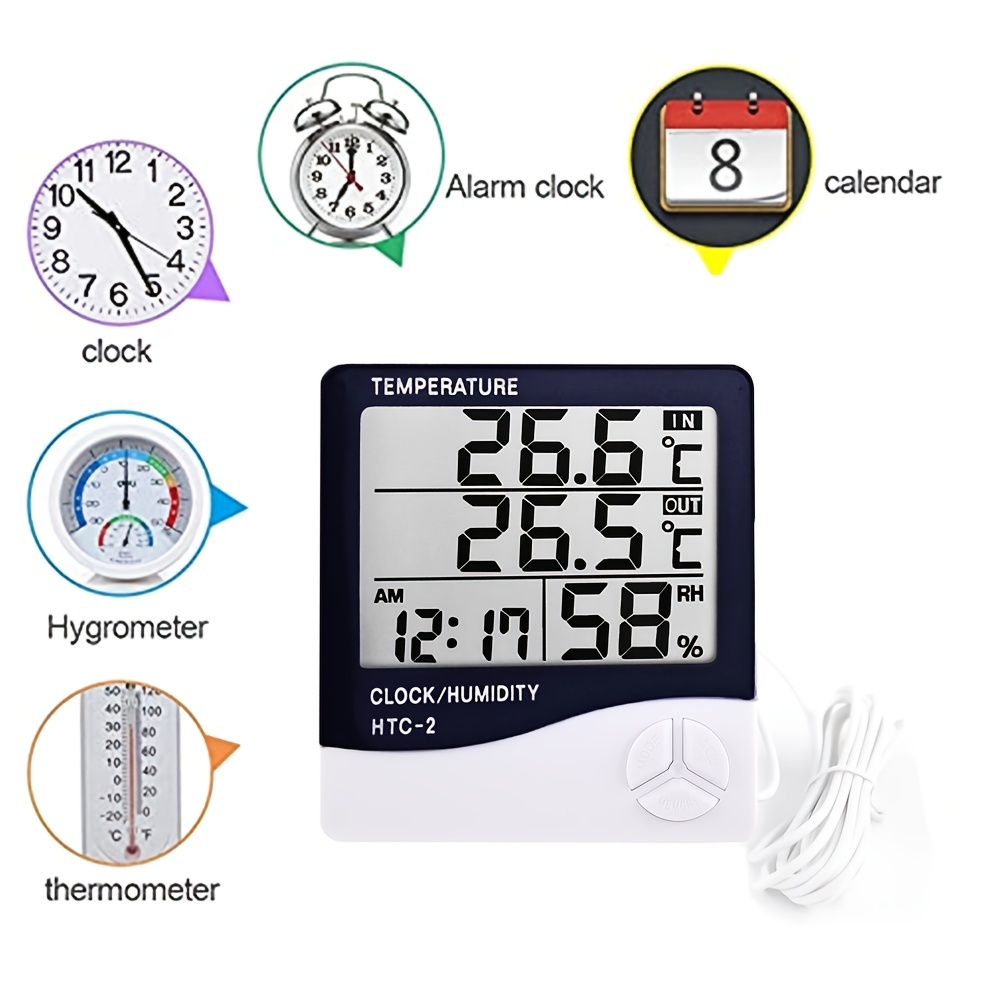 Weather Station Clock Indoor Outdoor Temperature Humidity Meter