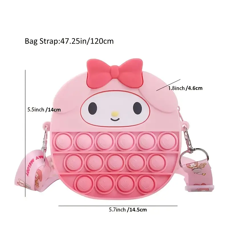 Hello Kitty Pop Purse Fidget Toys My Melody Kuromi Crossbody Bag For Girls  Women - Temu