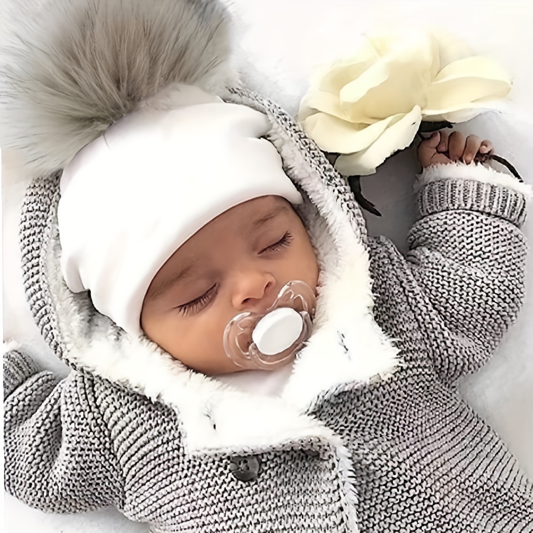 

Adorable Faux Fur Pom Pom Baby Hat - Perfect For Newborn Photo Props & Accessories!