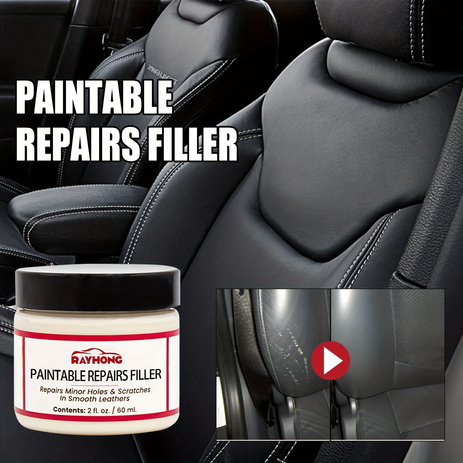 1pc Leather Refurbishing & Repair Cream (60ml) For Car Seat, Sofa, Scratch,  Crack, Filling And Renovation