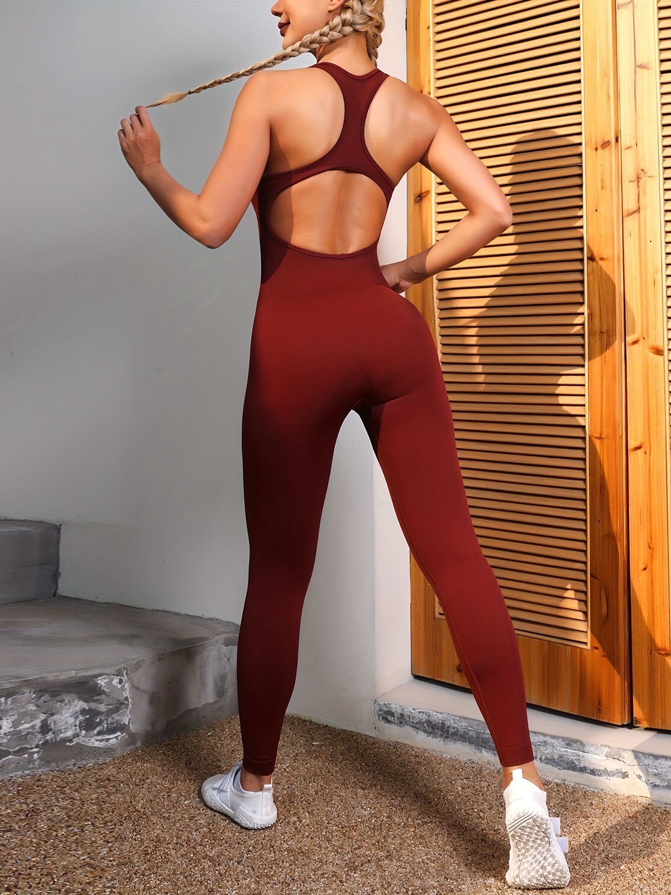 Solid Color Quick Drying Hollow Back Sports Jumpsuit Workout - Temu United  Arab Emirates