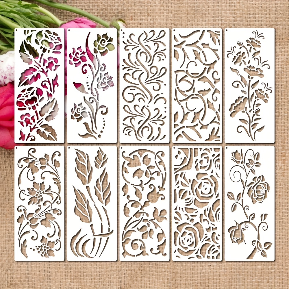 Plantillas de diseño con espiral floral (plástico de 10 mil) | Plantillas  decorativas para pintar en madera, pared, azulejos, lienzo, papel, tela